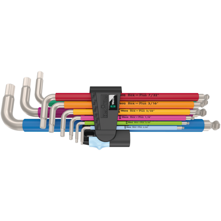 Набір Г-подібних ключів WERA, з нержавіючої сталі 3950/9 Hex-Plus Multicolour Imperial 1, дюймові, 05022860001