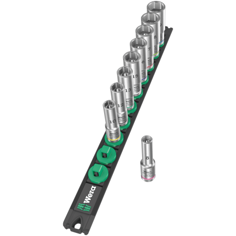 Набір торцевих головок Wera B Deep 1 3/8", 9 предметів, 05005440001, подовжені