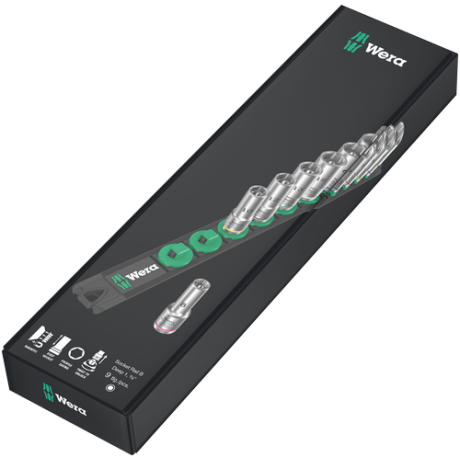 Набір торцевих головок Wera B Deep 1 3/8", 9 предметів, 05005440001, подовжені