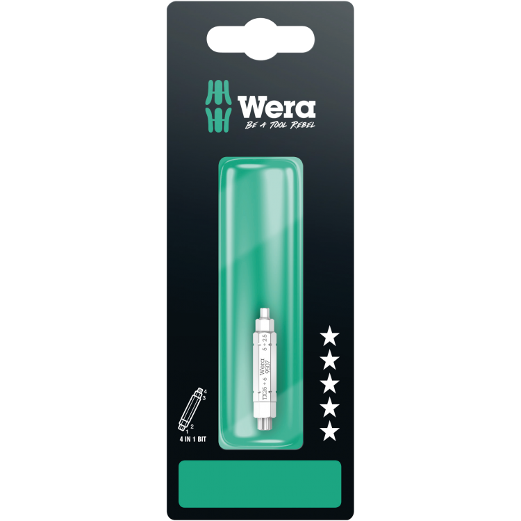 Біта WERA 9507 SB "4-в-1", HEX 2.5; 5; 6 x TX 25 x 37мм, 05073202001