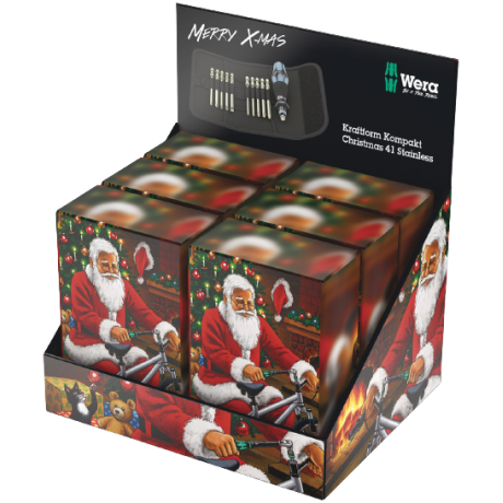 Викрутка WERA Kraftform Kompakt 41 Stainless Christmas, з набором біт із нержавіючої сталі, 05135984001