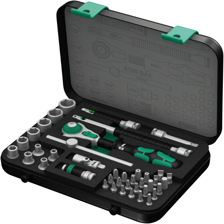 Набір WERA ZYKLOP SPEED 8100 SA 4, привід 1/4", 05003535001, дюймовий
