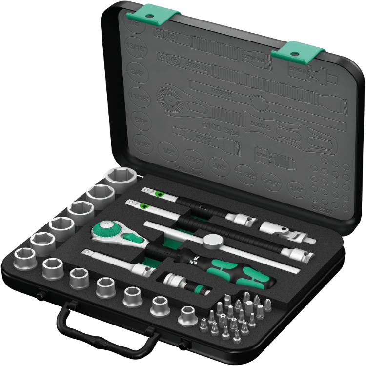 Набір WERA ZYKLOP SPEED 8100 SB 4, привід 3/8", 05003596001, дюймовий