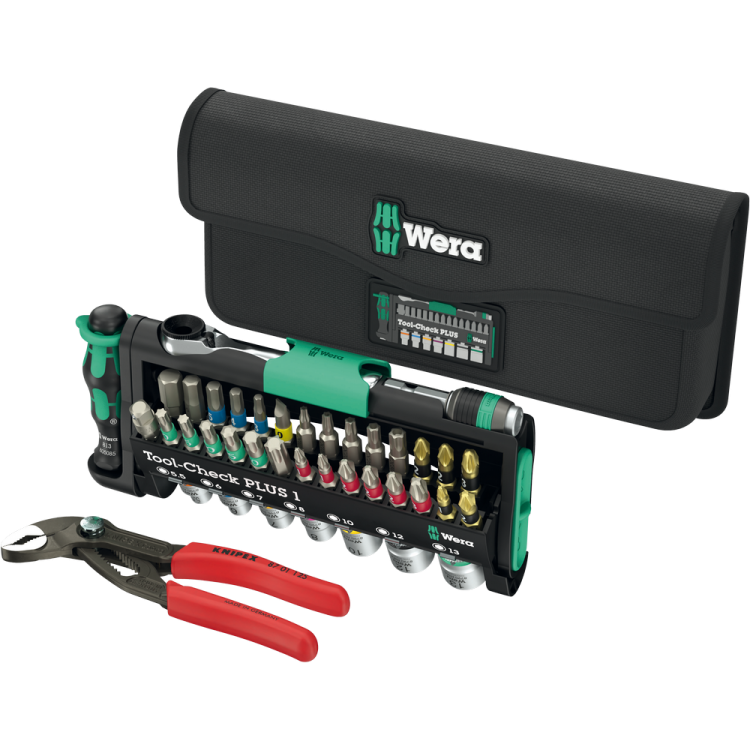 Набір з тріскачкою WERA Tool-Check PLUS Combi 1 + Knipex 87 01 125, 05049070001