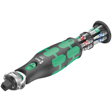 Компактна тріскачка 8009 WERA Zyklop Pocket 1, з вмонтованим магазином для біт, 05004280001