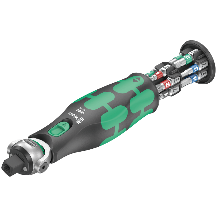 Компактна тріскачка 8009 WERA Zyklop Pocket 1, з вмонтованим магазином для біт, 05004280001