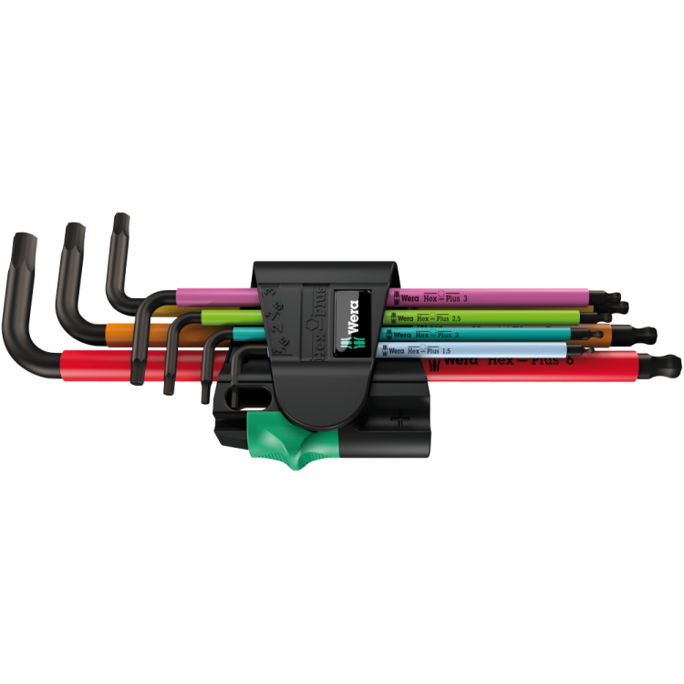 Набір Г-подібних ключів WERA, 950/7 Hex-Plus Multicolour Magnet 1, метричних, BlackLaser, 05022534001