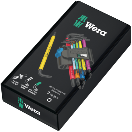 Набір Г-подібних ключів WERA, 967/9 TX Multicolour HF 1, з фіксуючою функцією, 05024179001