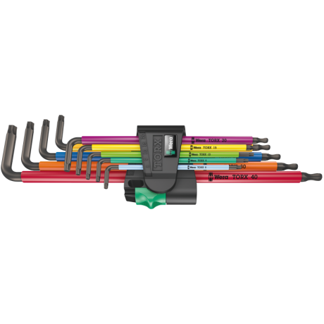 Набір Г-подібних ключів WERA, 967/9 TX XL Multicolour 1 Multicolour, подовжений, 05024480001