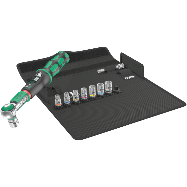 Динамометричний ключ з тріскачкою та реверсом у наборі WERA Safe-Torque A 1 Set 1, з квадратним хвостовиком 1/4" та моментом від 2 до 12Nm, 05075830001