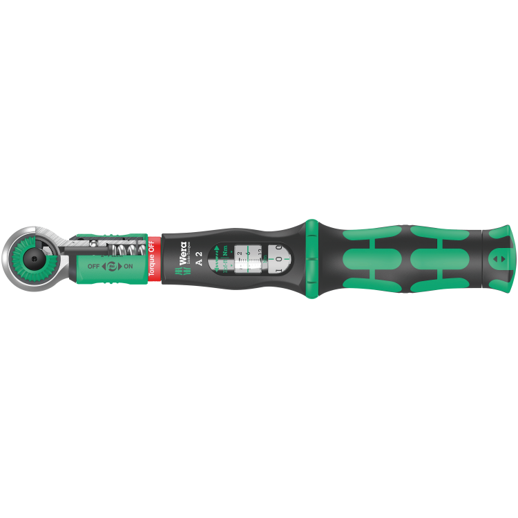 Динамометричний ключ з тріскачкою та реверсом WERA Safe-Torque A 2, з шестигранним хвостовиком 1/4" та моментом від 2 до 12Nm, 05075801001